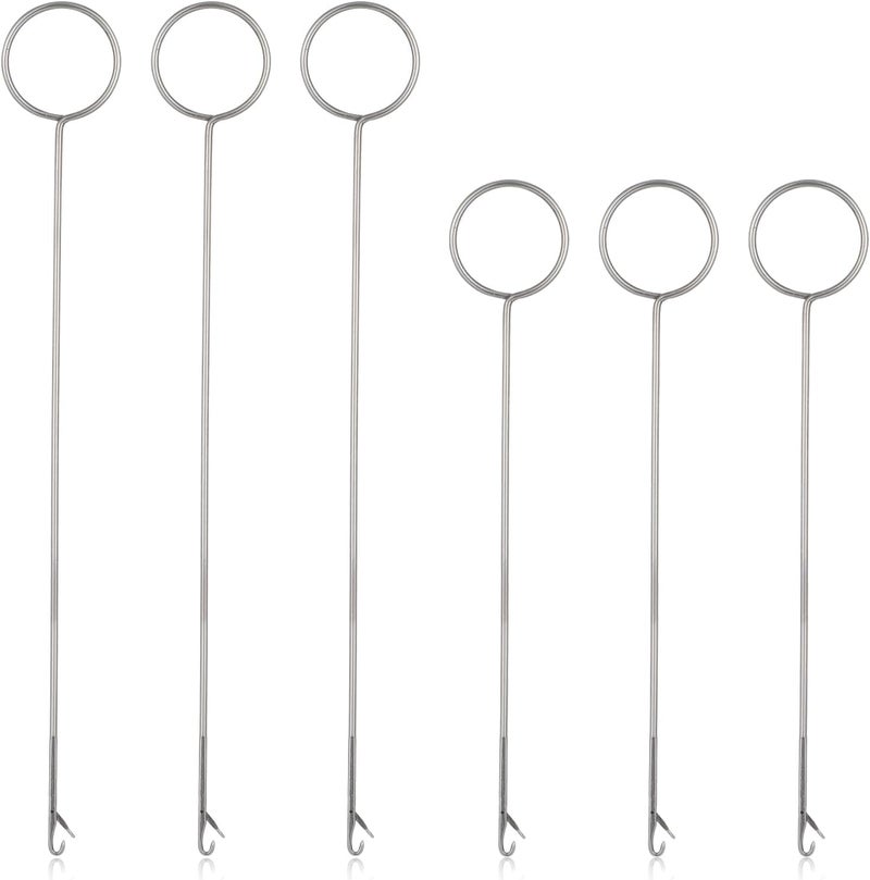 Ajcotahm 6 PCS Bead Threader for Jewelry Making Loop Turner Sewing Tool Stainless Steel Needle Hooks with Latch for Fabric Belts Strips Tube Straps DIY Accessories (10.63 & 6.89 Inch) - Image 1